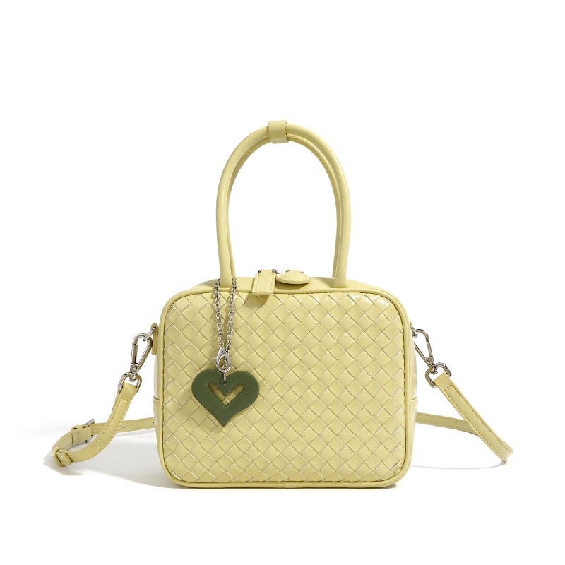 Spring Style Leather Bowling Bag 2025 Spring Women'S Textured Crossbody Bag Versatile Commuter Shoulder Bag Handbag - Image 1