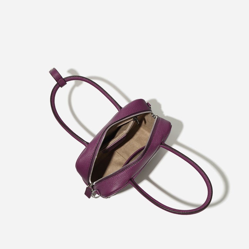Spring Style Leather Bowling Bag 2025 Spring Women'S Textured Crossbody Bag Versatile Commuter Shoulder Bag Handbag - Image 4