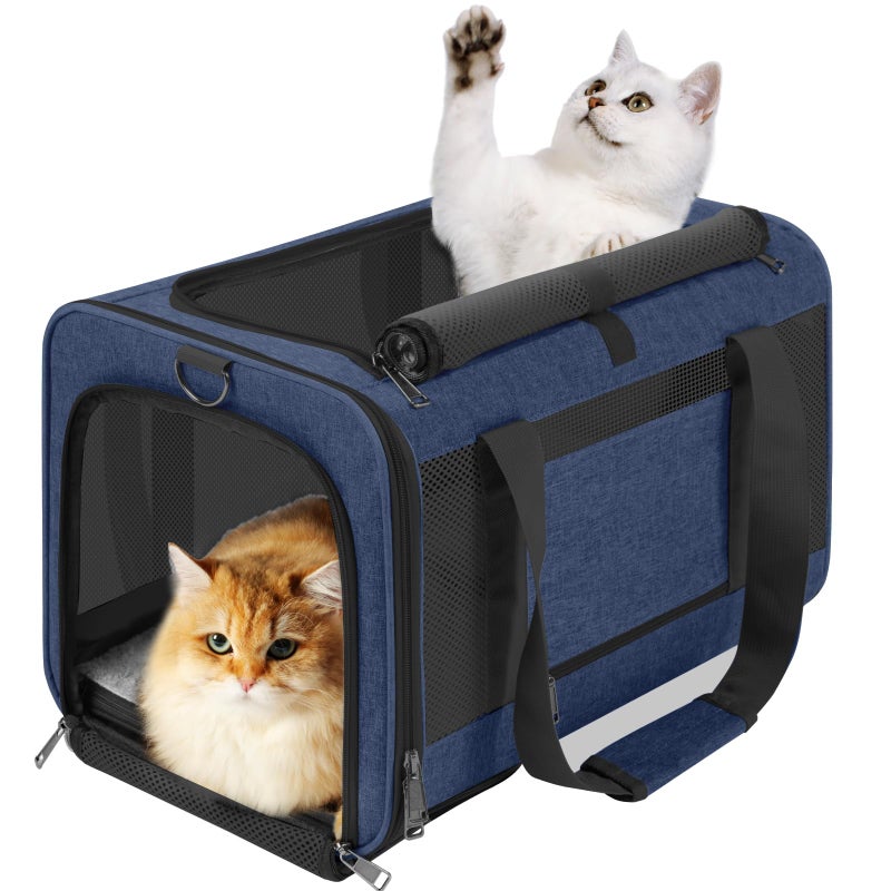 GAPZER Dog Carrier Soft/Cat Crates Large Cat 20 to 25 pounds/Softsided Pet Car Travel Carry Bag 15 Pound Puppy/Top Open Transport Kennel Navy - Image 1