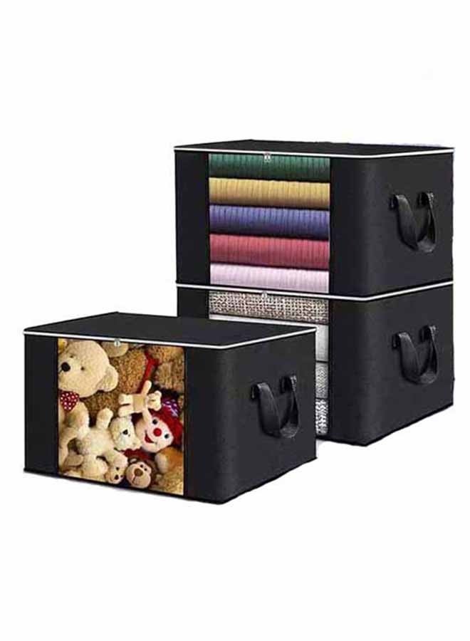 3 قطعة من قدرة كبيرة حقيبة تخزين الملابس يمكن أن تكون مطوية ، ودائمة ، وتوفير مساحة ، مع نافذة شفافة والتعامل مع - Image 1