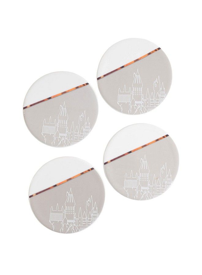 Seven20 Harry Potter Hogwarts Coaster Set Of 4 Ceramic Coasters With Gold & Gray Hogwarts Castle Design Great Decor Gift For Women And Men 4" Each - Image 4