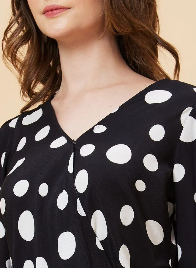 globus Globus Polka Dots Print Tie-Up Wrap Top