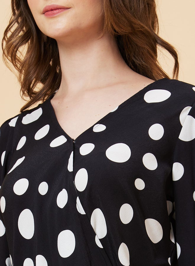Globus Polka Dots Print Tie-Up Wrap Top - Image 5