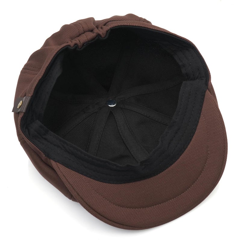 Taidor Men's 8 Panel Newsboy Cap Vintage Peaked Cap Adjustable Flat Cap Irish Cabbie Ivy Driving Hunting Hat Coffee - Image 3