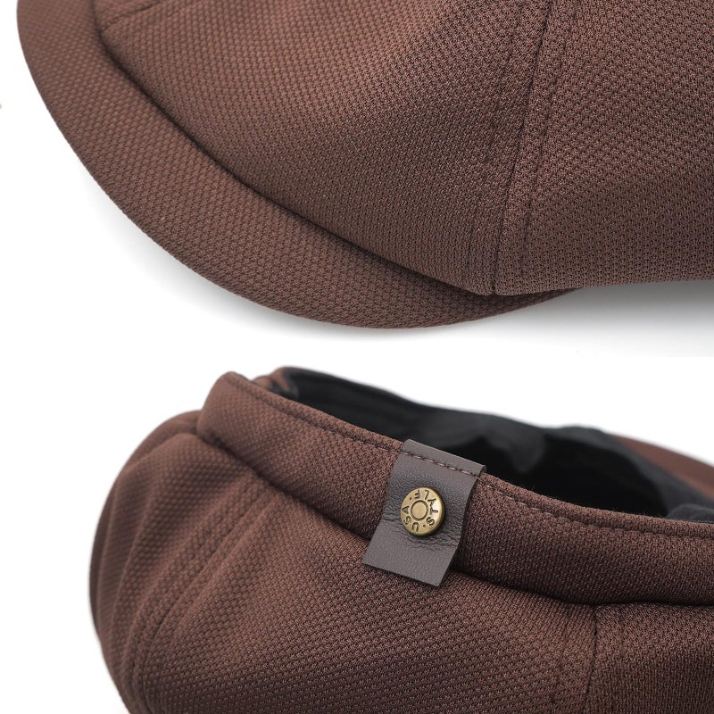 Taidor Men's 8 Panel Newsboy Cap Vintage Peaked Cap Adjustable Flat Cap Irish Cabbie Ivy Driving Hunting Hat Coffee - Image 4