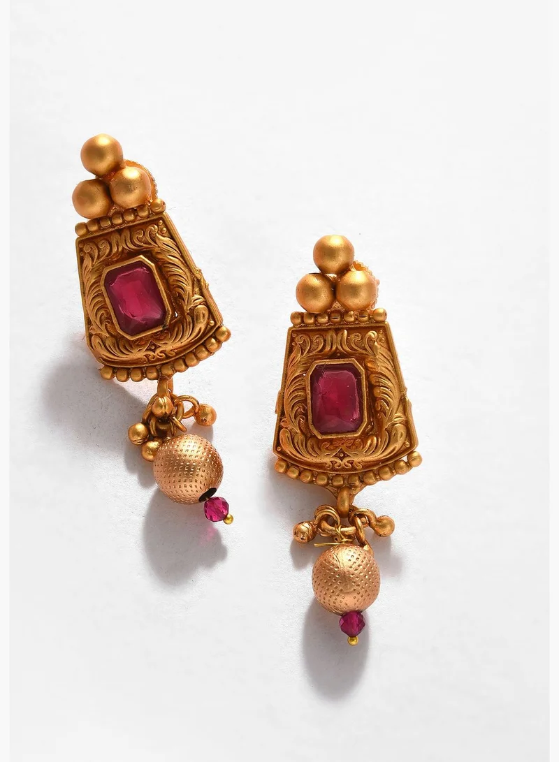 SOHI Gold Plated Designer Stone Necklace Set