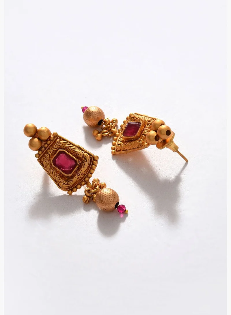 SOHI Gold Plated Designer Stone Necklace Set
