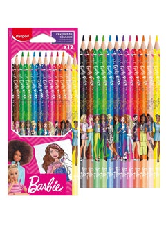 Maped 12-Piece Ergonomic Triangular Shape Colour Pencils Barbie Design Multicolour  - Image 1