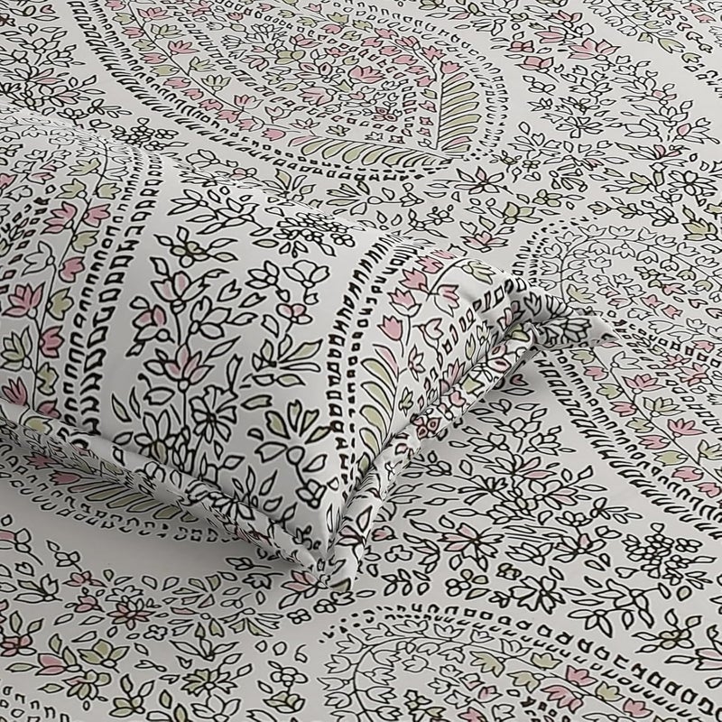 LA ELITE LA ELITE Royal Print Glace Cotton 140 GSM Fitted Bedsheet Set with Elastic Fitted Design Fits Mattresses up to 810 Inches Includes 2 Pillow Cover  - Image 3