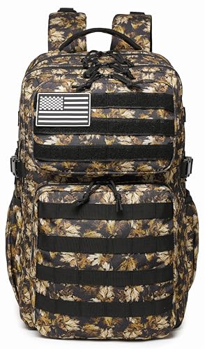 Wotony Military Tactical Backpack for Men Waterproof Daypack 3 Day Assault Pack Molle Bag with Water Bottle Holder Yellow maple leaves 35L - Image 3