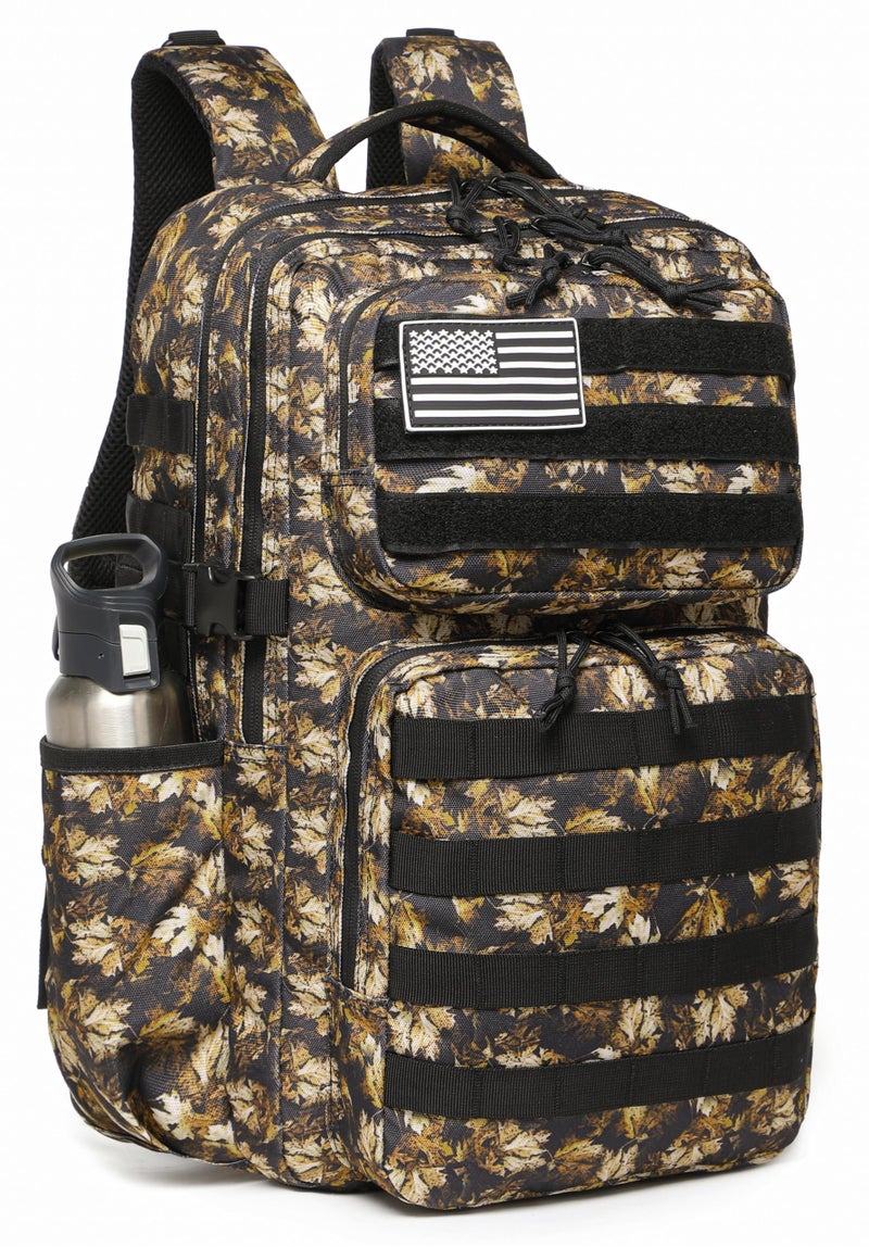 Wotony Military Tactical Backpack for Men Waterproof Daypack 3 Day Assault Pack Molle Bag with Water Bottle Holder Yellow maple leaves 35L - Image 2