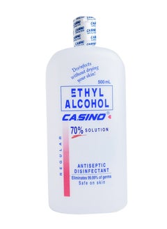 Casino Ethyl Regular 70% Solution Antiseptic Disinfectant Eliminates 99.9% of Germs Safe on Skin Disinfects without drying your skin - 500 ml  - Image 1