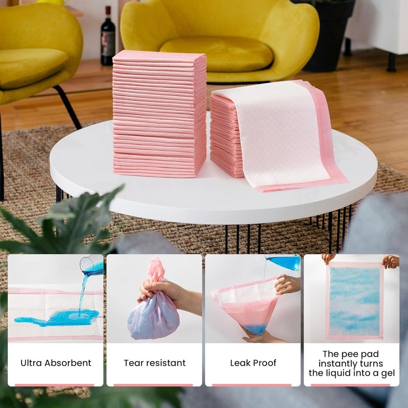 SKY-TOUCH 25 Pieces Disposable Dog Training Pads 60X90cm, Absorbent Quick Drying Leak-Proof Pee Pads with 5 Highly Absorbent Layers, Puppy Pads For Potty Training For Pets, Pink - Image 3