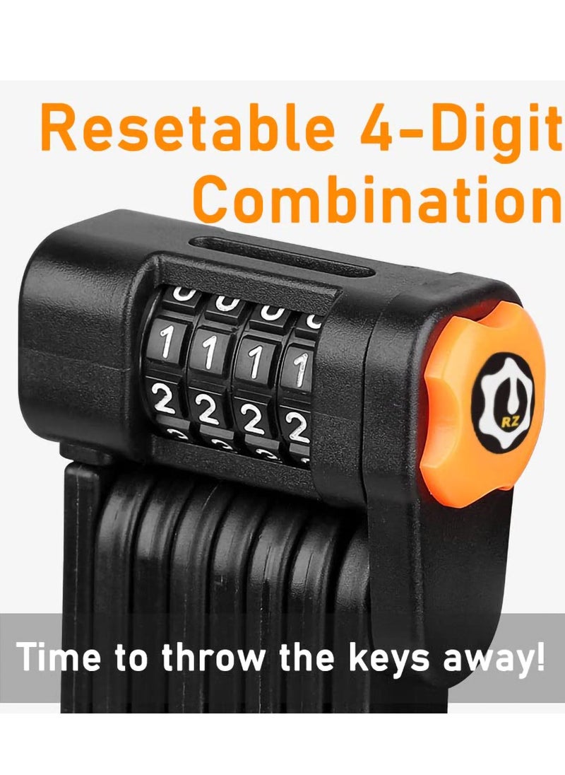 Alloy Steel Foldable Password Lock, Folding Bike Lock, Portable MTB Cycle Lock, Anti-Theft Bicycle Lock, 4-Digit bicycle lock password