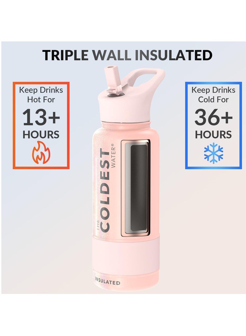 THE COLDEST WATER COLDEST SPORTS BOTTLE FOREVER PINK GLITTER 32 OZ - Image 2