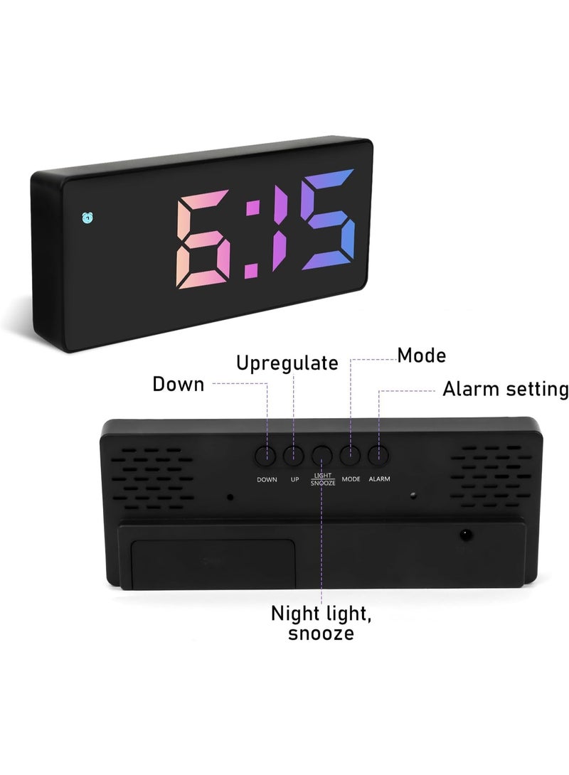 DIOTTI Rainbow LED Digital Alarm Clock for Heavy Sleepers, Electronic Desk Clock with Temperature Display, Voice Control, Dual Alarms for Home, Office - Image 5