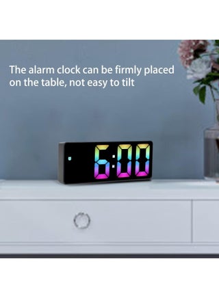 Rainbow LED Digital Alarm Clock for Heavy Sleepers, Electronic Desk Clock with Temperature Display, Voice Control, Dual Alarms for Home, Office - view 4