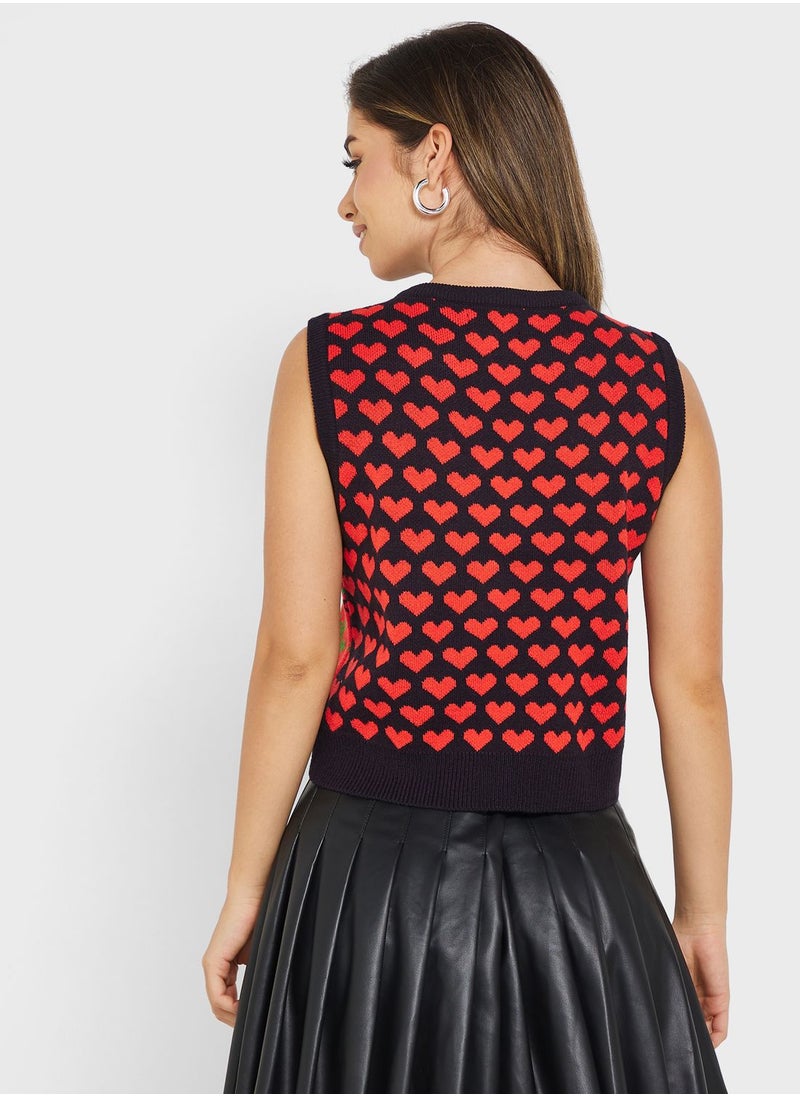 ONLY - V-Neck Printed Sweater - Image 1