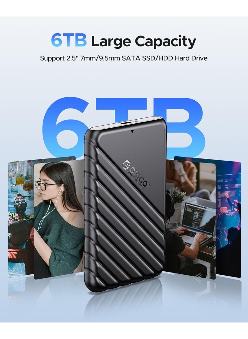 أوريكو حافظة قرص صلب خارجي مقاس 2.5 بوصة (USB 3.0 إلى SATA III)، تدعم تقنية UASP وسرعة نقل بيانات تصل إلى 5 جيجابت في الثانية، تصميم محمول لا يحتاج إلى أدوات للتركيب، متوافقة مع أقراص SSD وHDD من نوع SATA بسماكة 7 مم و9.5 مم، وتعمل مع أنظمة Windows وMac وLinux وأجهزة PS5 وPS4 وXbox وأجهزة الكمبيوتر المحمول والمكتبي. - Image 4