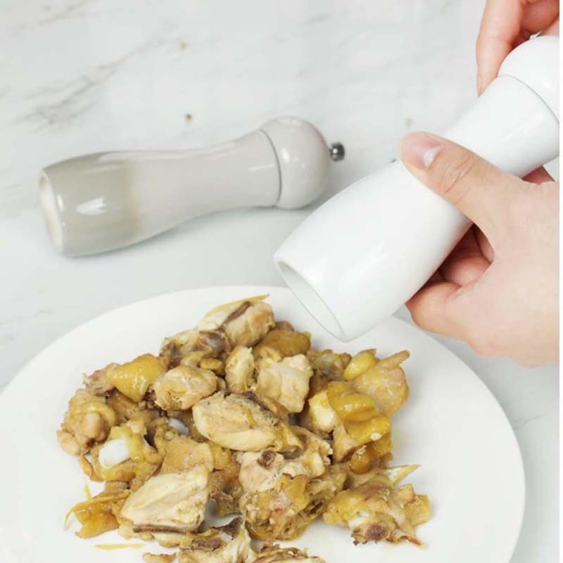 Manual 6 Inch White Wood Pepper Mill Ceramic Grinder Core for Kitchen BBQ Table Use - Image 4
