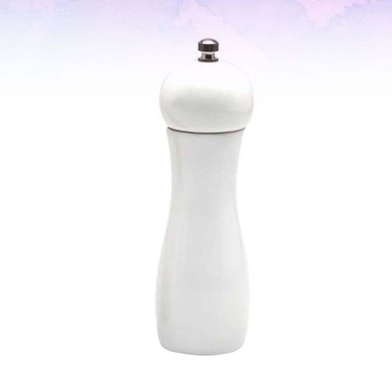 Manual 6 Inch White Wood Pepper Mill Ceramic Grinder Core for Kitchen BBQ Table Use - Image 5