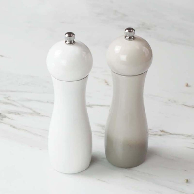 Manual 6 Inch White Wood Pepper Mill Ceramic Grinder Core for Kitchen BBQ Table Use - Image 3