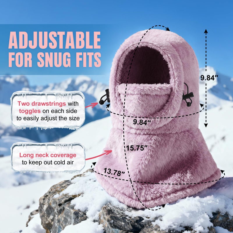 Biange Ski Mask Kids Balaclava, Boys Girls Winter Fleece Hats Beanies for Kids, Fluffy Winter Hat Ski Face Mask Cover Snow Gear - Image 3