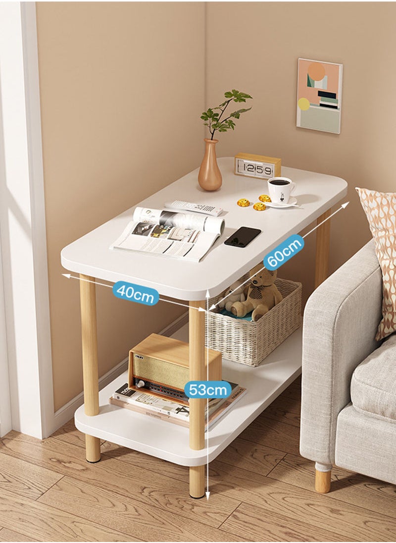 Sharpdo - 2-Tier Sofa Side Table Narrow Side Table Bedside Table Coffee Table Occupies Small Space Multipurpose 60*40*53cm - Image 1