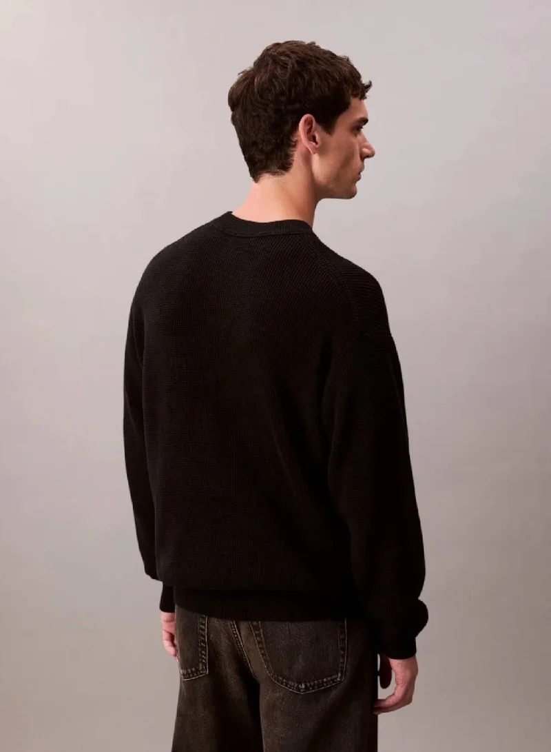 Calvin Klein Jeans Waffle Cotton Monogram Jumper