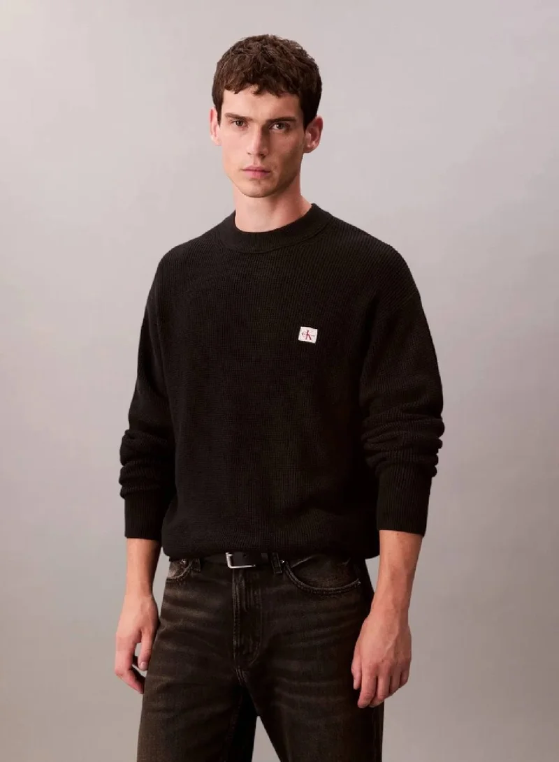 Calvin Klein Jeans Waffle Cotton Monogram Jumper