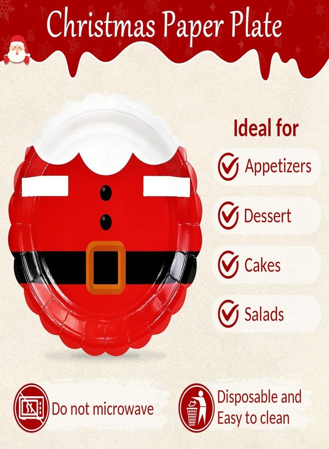 Mulbozy 100 Pcs Christmas Paper Plates Disposable 9 Inch Santa Christmas Thickened Plate Set, Xmas Dinner Dessert Scalloped Plates for for Holiday Party Supplies - Image 5