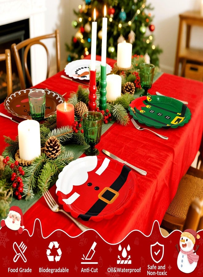 Mulbozy 100 Pcs Christmas Paper Plates Disposable 9 Inch Santa Christmas Thickened Plate Set, Xmas Dinner Dessert Scalloped Plates for for Holiday Party Supplies - Image 4