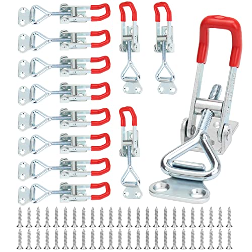 Powlankou 12 Pieces Adjustable Toggle Clamps, Heavy Duty Toggle Latch Clamps, Pull Latches for Doors, Cabinets, Tool Boxes, 150Kg 330Lbs Holding Capacity with Screws - Image 1
