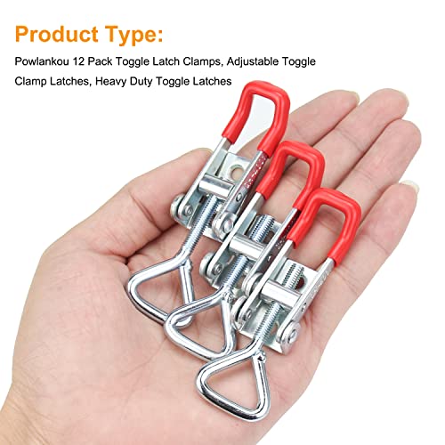 Powlankou 12 Pieces Adjustable Toggle Clamps, Heavy Duty Toggle Latch Clamps, Pull Latches for Doors, Cabinets, Tool Boxes, 150Kg 330Lbs Holding Capacity with Screws - Image 4