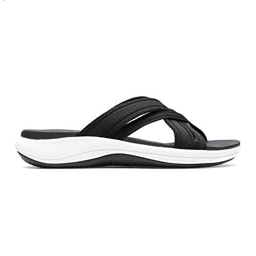 Clarks Women's Mira Isle Slide Sandal, Black Textile, 8 - Image 5