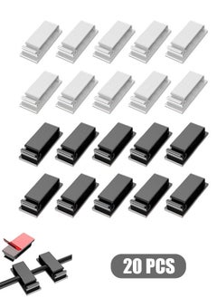 Generic 20 Pcs Adhesive Cable Clips, Wall Wire Clips for Cable Management Organizer, Strong Cord Clips Wire Holders for TV PC Cable Desktop Home Office (Black)  - Image 1