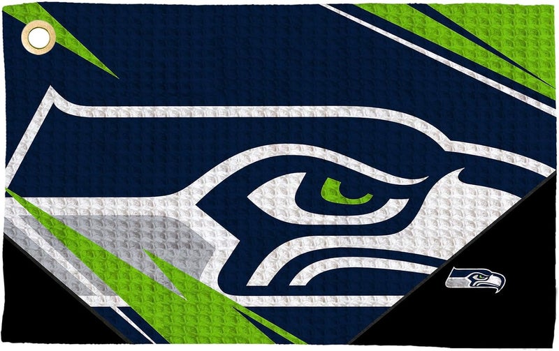 Northwest The Company Official NFL Microfiber Waffle Fabric Fan Golf Towel with Grommet, 16" x 25", Shred, Team Colors (Seattle Seahawks) - Image 1