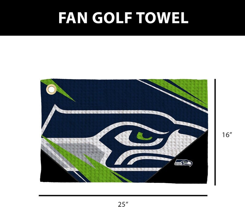 Northwest The Company Official NFL Microfiber Waffle Fabric Fan Golf Towel with Grommet, 16" x 25", Shred, Team Colors (Seattle Seahawks) - Image 5