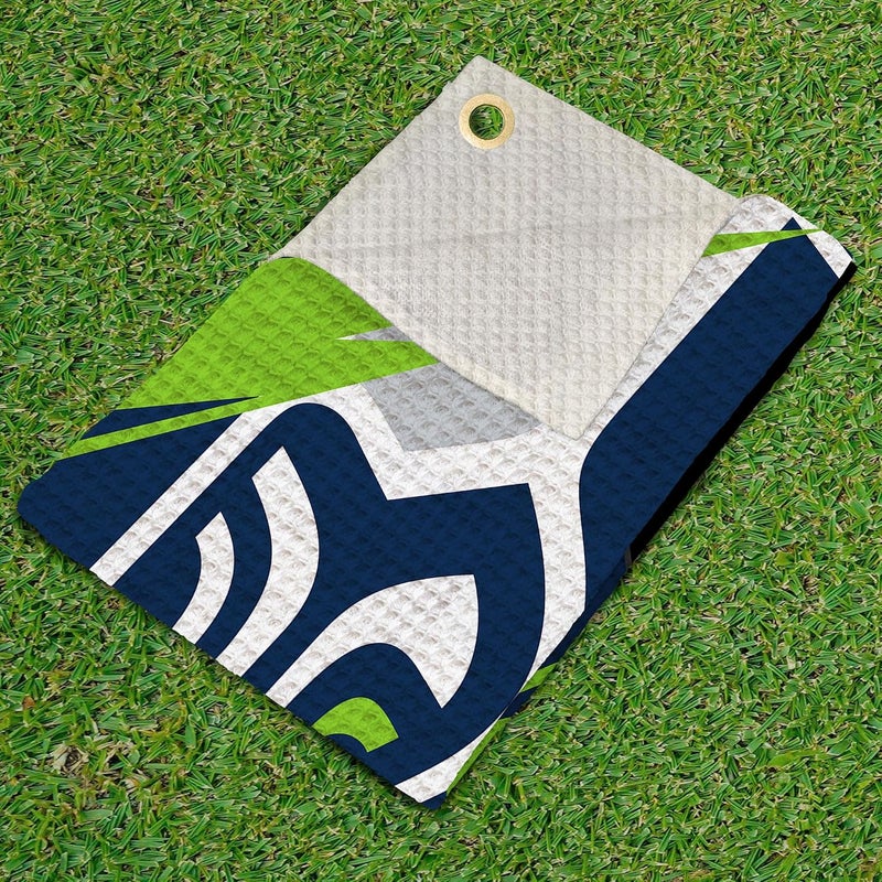 Northwest The Company Official NFL Microfiber Waffle Fabric Fan Golf Towel with Grommet, 16" x 25", Shred, Team Colors (Seattle Seahawks) - Image 3