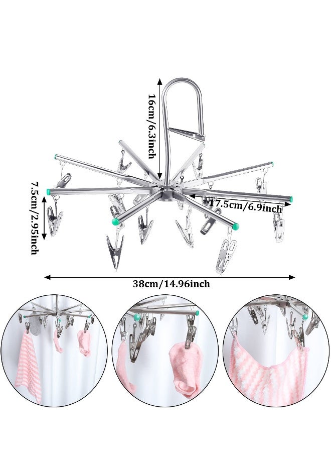 Stainless Steel Sock Dryer with 16 Pegs and Swivel Hook - Rustproof Clothes Drying Hanger for Underwear, Socks, Bras, Baby Clothes, and Gloves - Windproof Design - Image 5