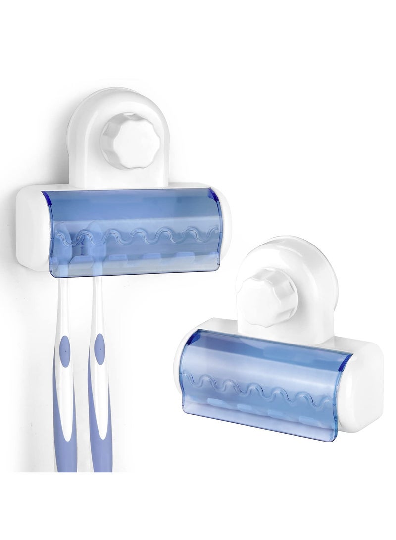 Excefore 2 PCS Toothbrush Holder Wall Mounted, 5 Slots Toothbrush Storage Organizer, Adhesive Toothbrush Hanger Rack for Shower Self, Dorm - Image 1