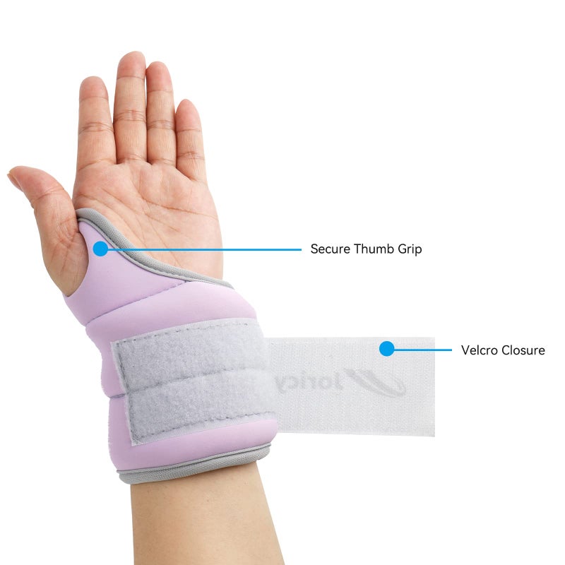 JORICY Wrist Weights with Thumb Loops Lock for Women Men 2LBS Pair (1 LB Each Weight) Arm Weight Weights Weighted Gloves for Walking Running Strength Cardio Exercises, Purple - Image 4