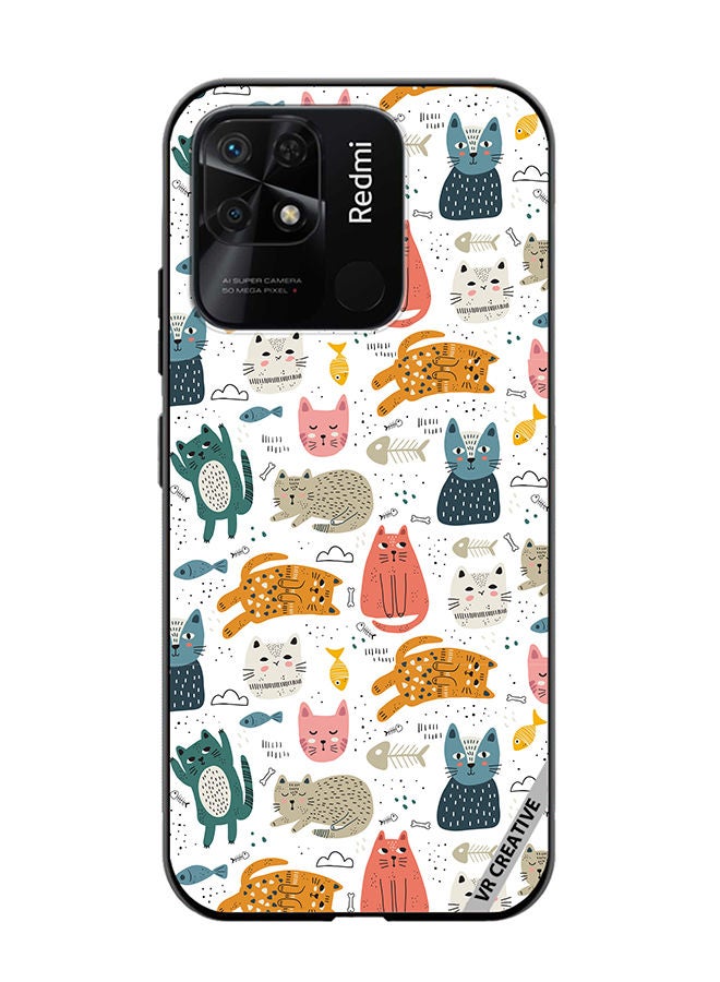 VR CREATIVE Protective Case Cover For Xiaomi Redmi 10C Chilling Cat Pattern Design Multicolour - Image 1