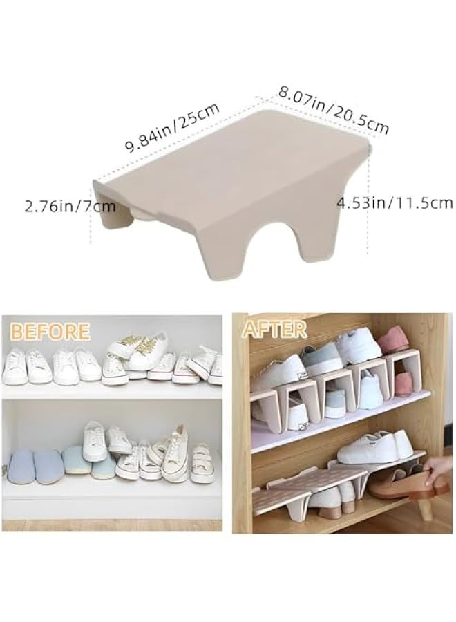 بيوينتي بيونتي 10 قطع من منظم الاحذية، قابل للتكديس - منظم فتحات احذية متين للخزانة والرف، فتحات احذية موفرة للمساحة، يناسب معظم الاحذية (بيج) - Image 4