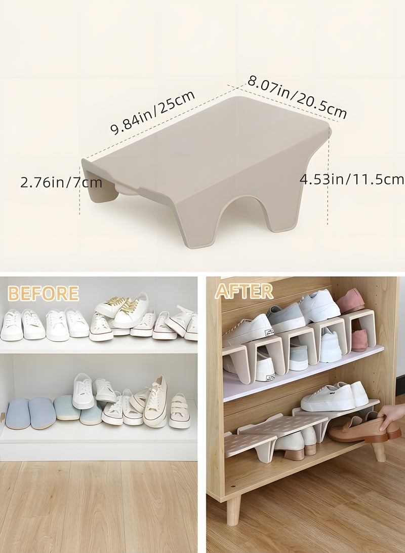 بيوينتي بيونتي 10 قطع من منظم الاحذية، قابل للتكديس - منظم فتحات احذية متين للخزانة والرف، فتحات احذية موفرة للمساحة، يناسب معظم الاحذية (بيج) - Image 4