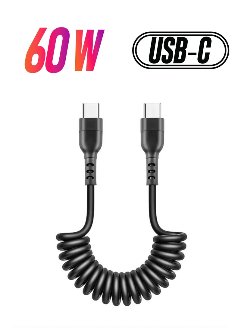 Desert - 60W Type-C to Type-C Fast Charging and Sync Cable with 1 Meter Length Desert DS-203 - Black - Image 1