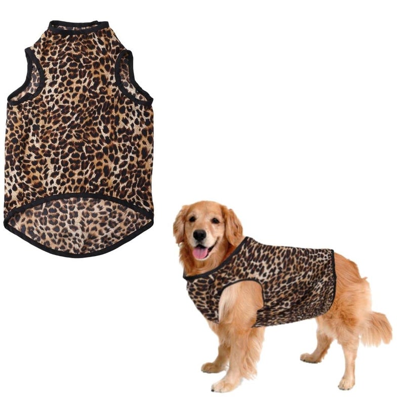 Sage Square Funky Soft Material Dog T-Shirt | Cool/Funky Print Pet | Soft Light Weight | Comfortable & Breathable Dog Clothing | Trendy Vest Outfit (Small - 14inches, Cheetah Print) - Image 1