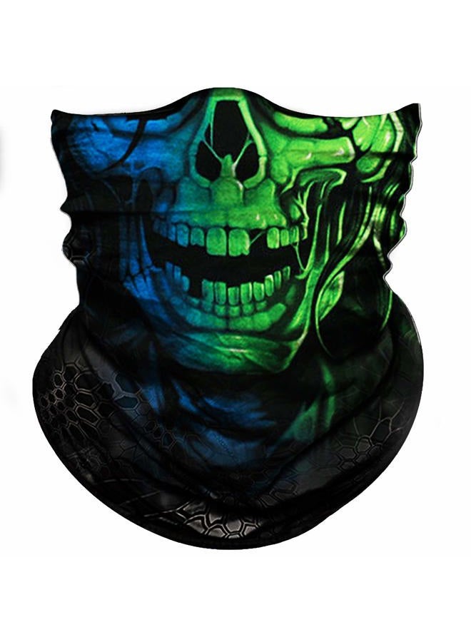 Obacle Skull Face Mask Half for Dust Wind UV Sun Protection Seamless 3D Tube Mask Bandana for Men Women Thin Skeleton Mask Motorcycle Riding Biker Fishing Cycling Sports Festival (Green Blue Skull) - Image 1