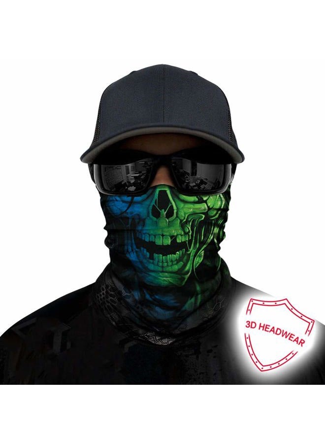 Obacle Skull Face Mask Half for Dust Wind UV Sun Protection Seamless 3D Tube Mask Bandana for Men Women Thin Skeleton Mask Motorcycle Riding Biker Fishing Cycling Sports Festival (Green Blue Skull) - Image 2