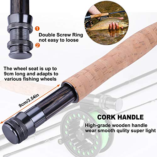 TOPFORT Fly Fishing Rod and Reel Combo Starter Kit, 4 Piece Lightweight Ultra-Portable Graphite Fly Rod 5/6 Complete Starter Package with Carrier Bag - Image 4